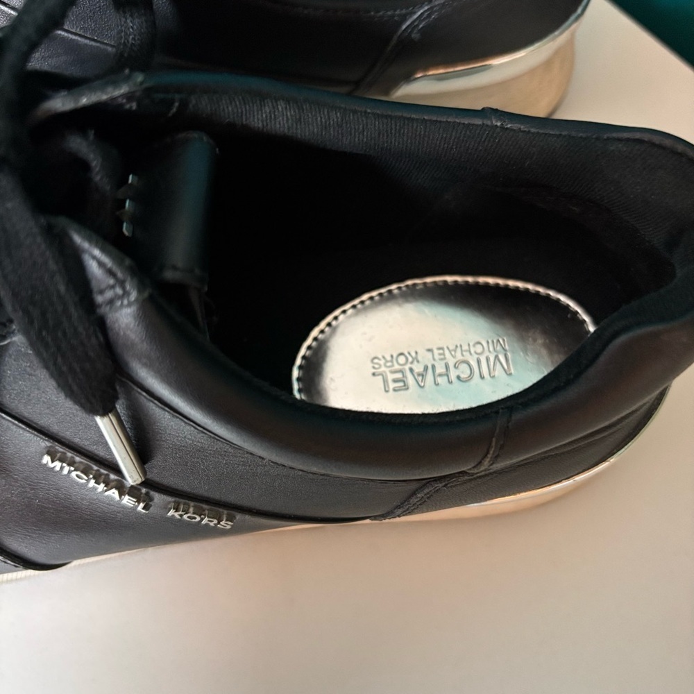Michael Kors Allie Black Leather Sneakers - Picture 5 of 7